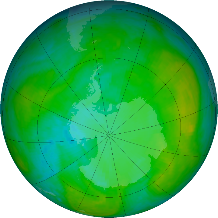 Antarctic ozone map for 10 January 1983